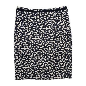 Boden Navy White Pencil Skirt 14L Preppy Coastal Twee Office Career Coquette
